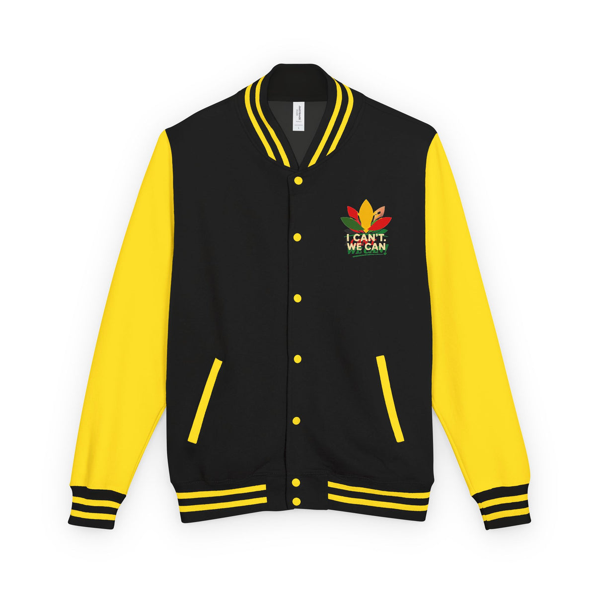 Letterman Jacket — Classic Black & White Varsity Jacket with Chest Emblem