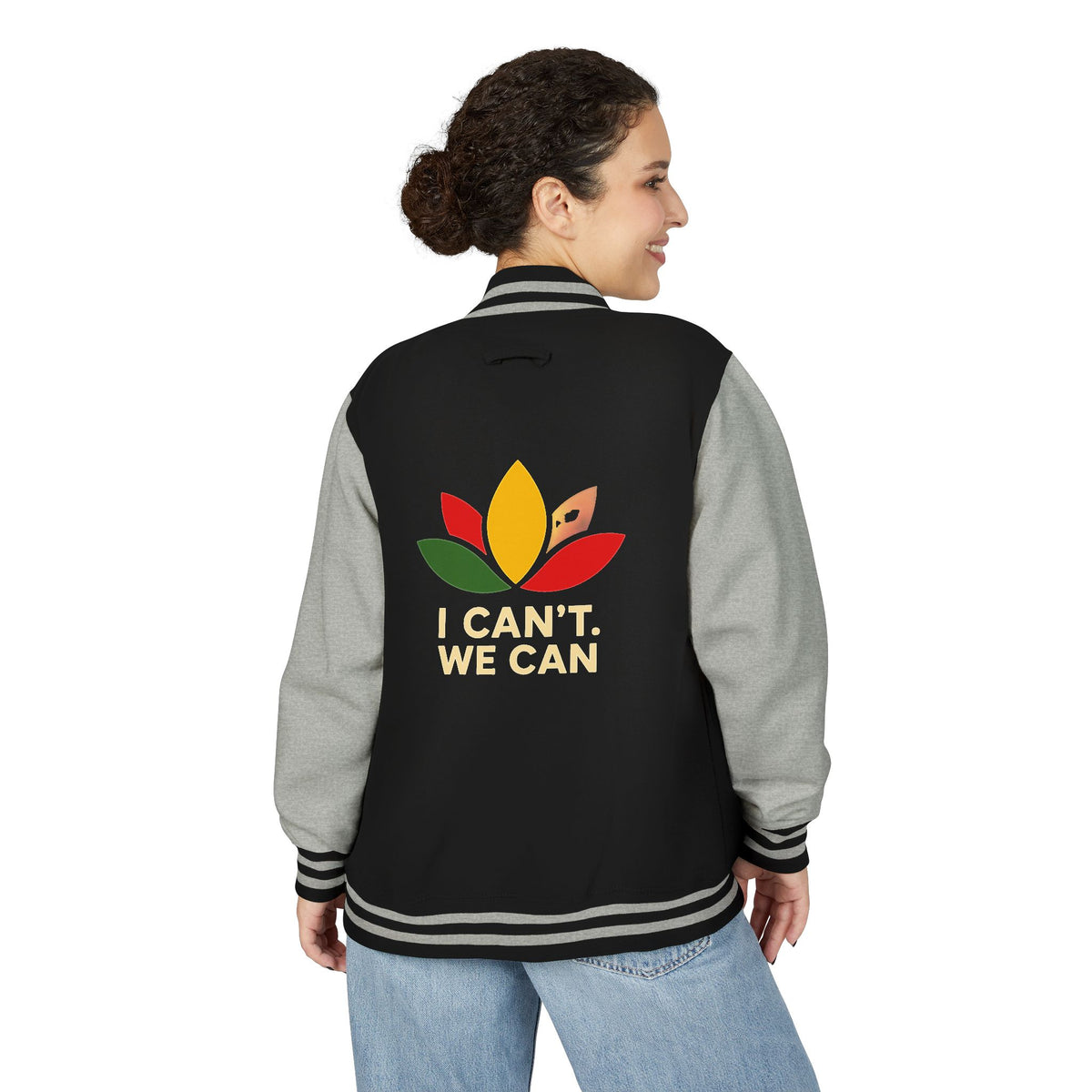 Letterman Jacket — Classic Black & White Varsity Jacket with Chest Emblem