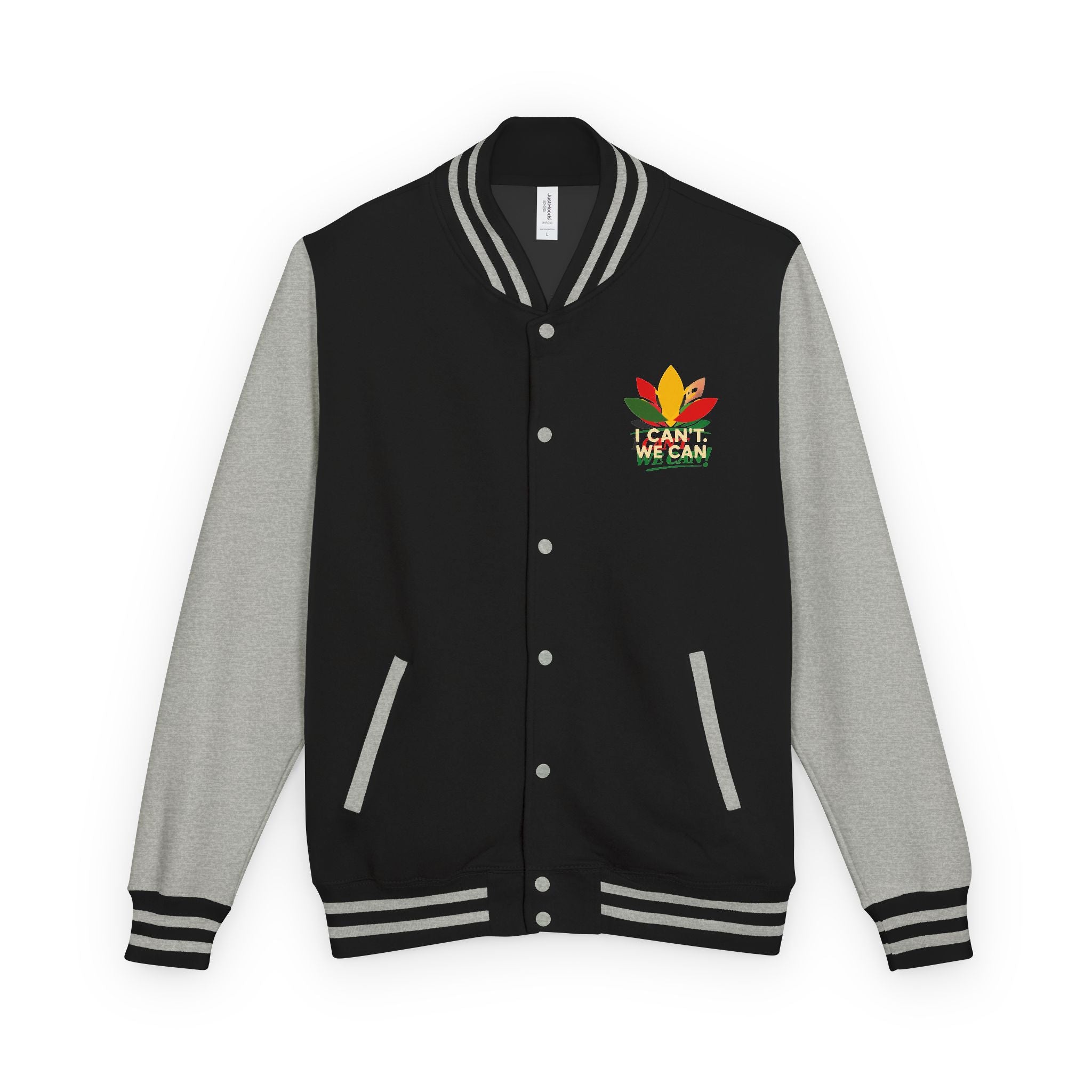 Letterman Jacket — Classic Black & White Varsity Jacket with Chest Emblem