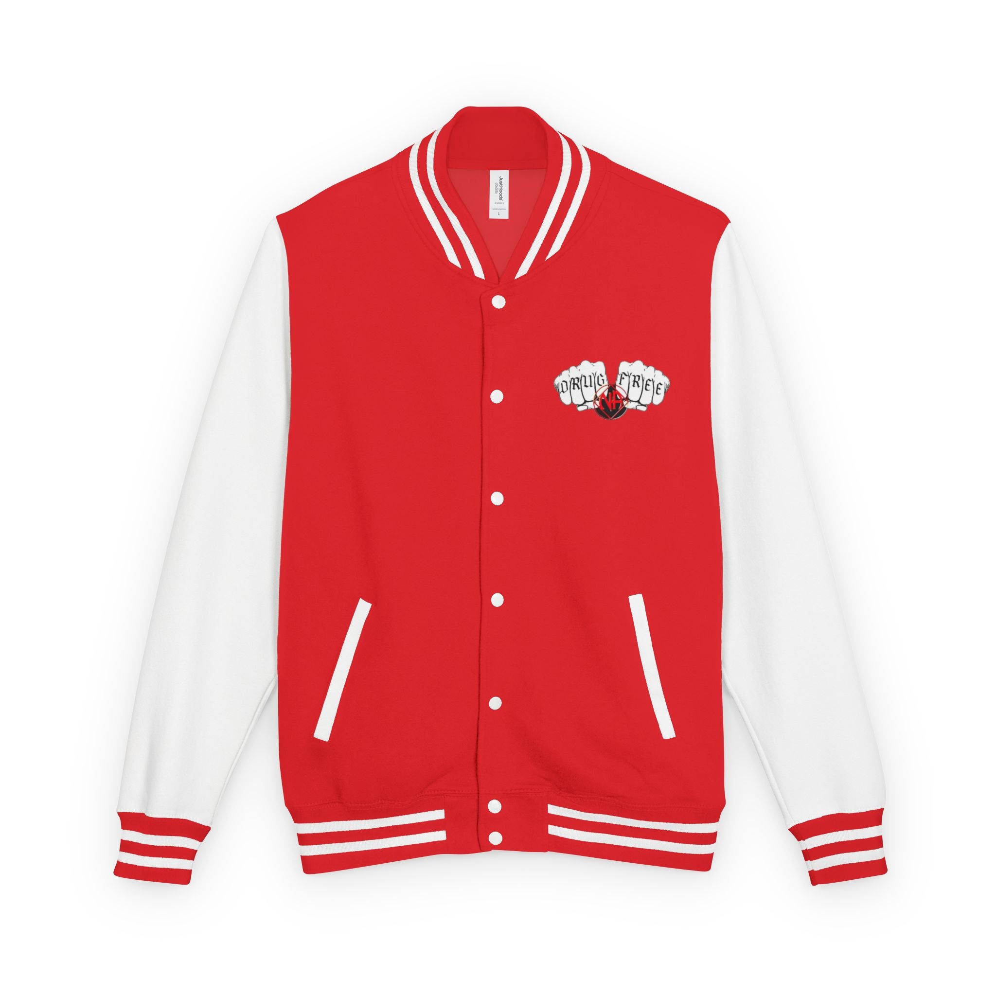 Letterman Jacket — Classic Black & White Varsity Jacket with Chest Emblem