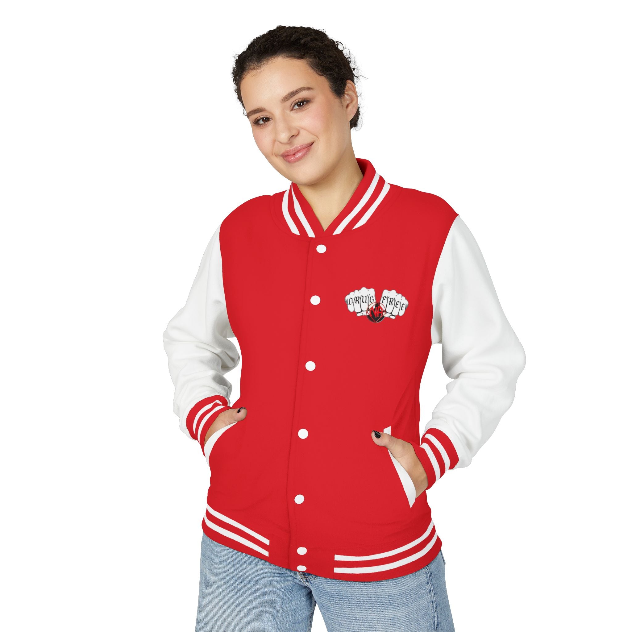 Letterman Jacket — Classic Black & White Varsity Jacket with Chest Emblem