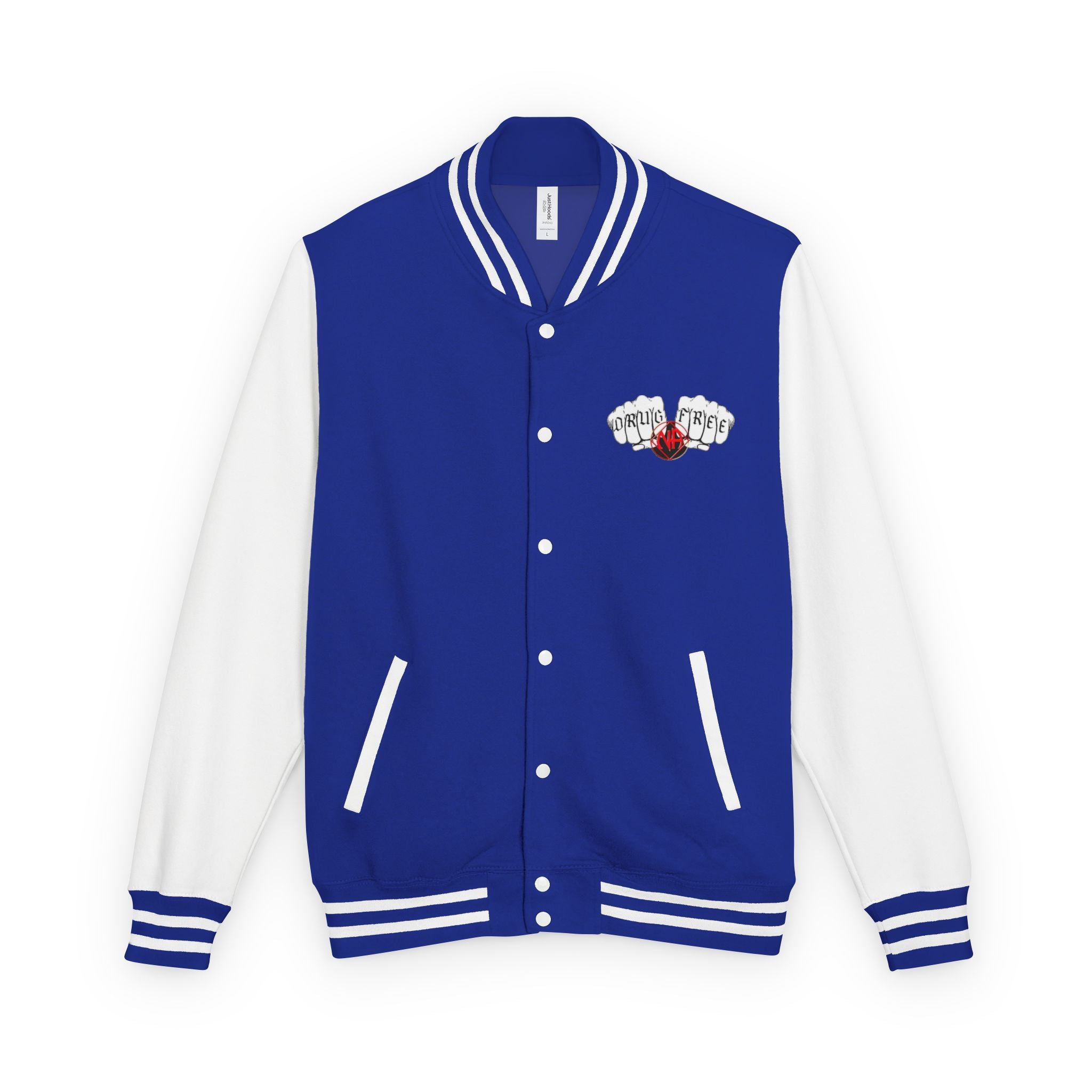 Letterman Jacket — Classic Black & White Varsity Jacket with Chest Emblem