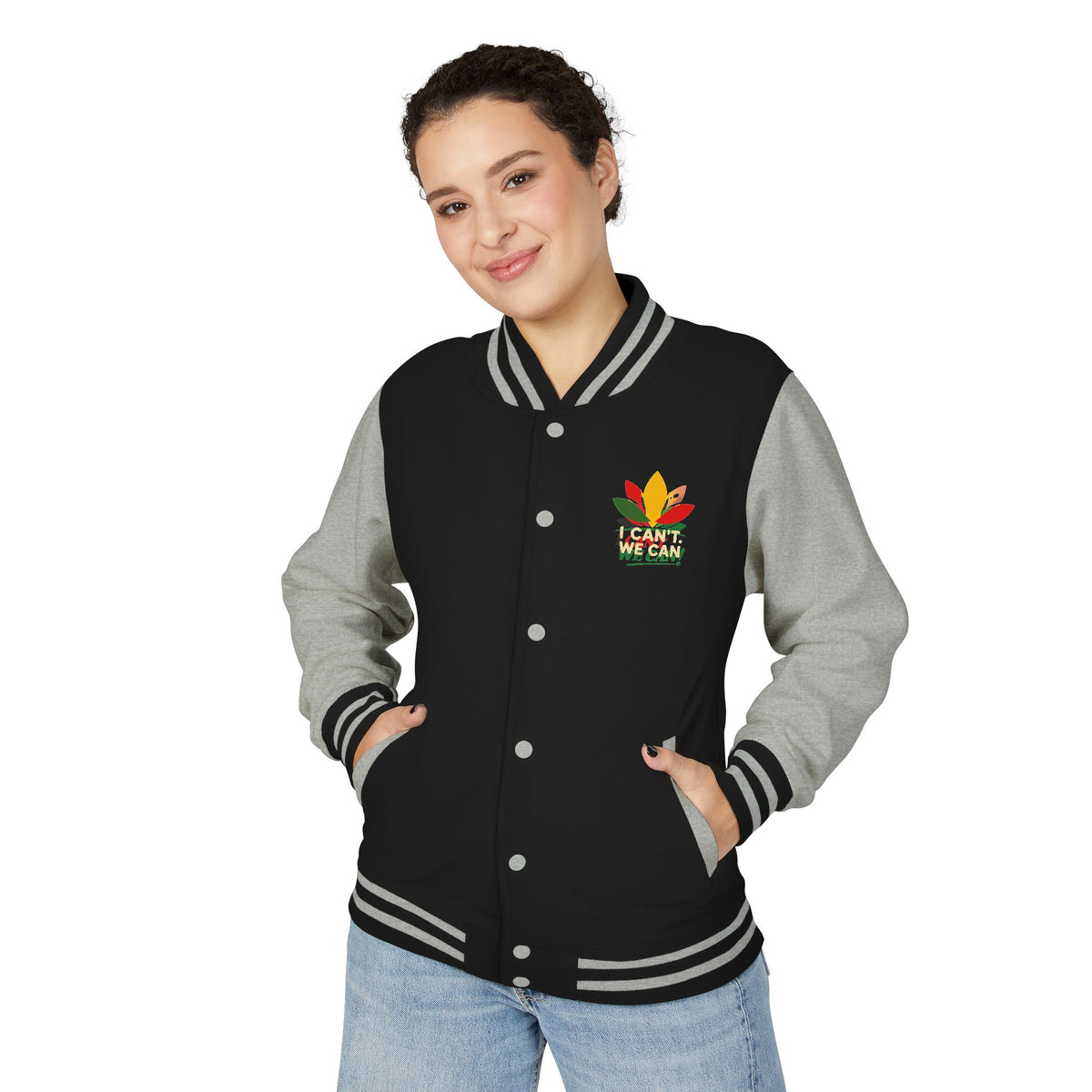 Letterman Jacket — Classic Black & White Varsity Jacket with Chest Emblem