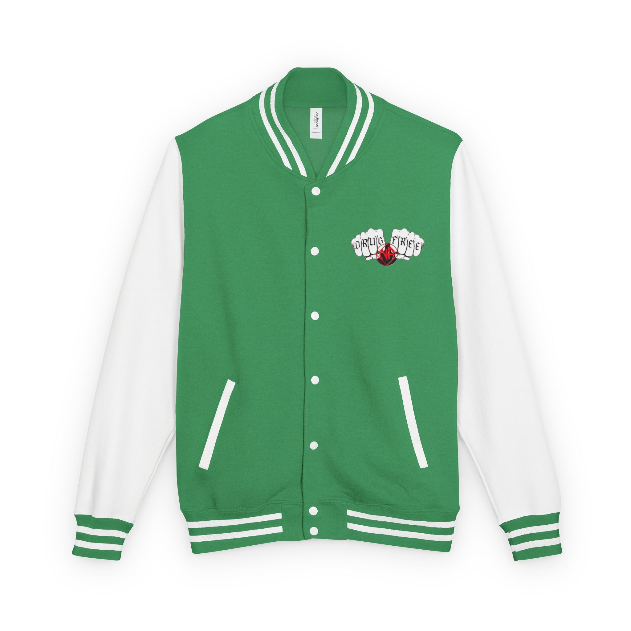 Letterman Jacket — Classic Black & White Varsity Jacket with Chest Emblem